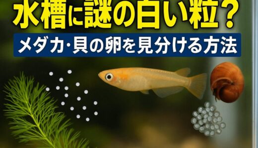 水槽に謎の白い粒？メダカ・貝の卵を見分ける方法