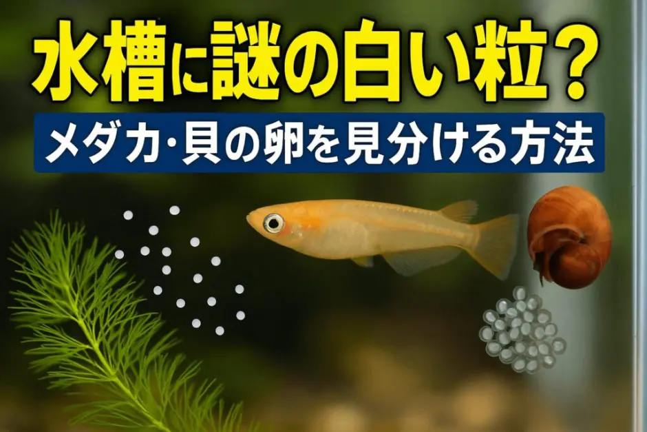 水槽に謎の白い粒？メダカ・貝の卵を見分ける方法