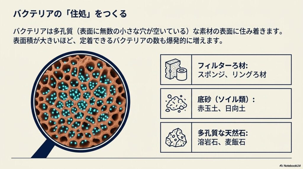 ろ材・底砂にバクテリアを定着させる